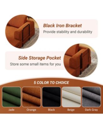 Streamdale Convertible Corduroy Sleeper Sofa Bed with Pillow - Orange