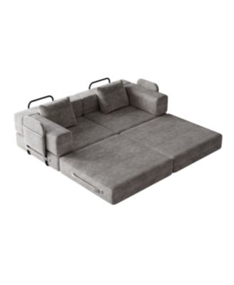 Streamdale Convertible corduroy sofa bed with side storage and cushions