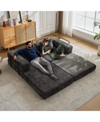 Streamdale Compression Sofa, Convertible Floor Sofa Bed, Loveseats Boneless Modular Sectional, Black