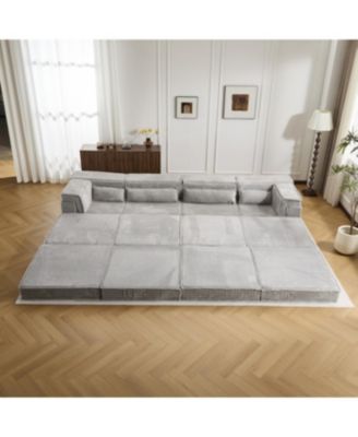 Compression Sofa, Convertible Floor Sofa Bed, Light-grey