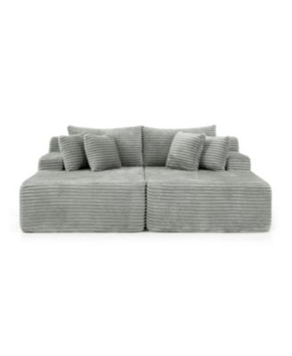 Gray two-seater lazy sofa lounge chair, velvet fabric, no assembly required.