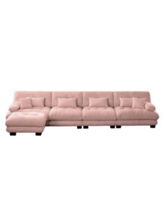 Free Combination Modular Sectional Sofa, L-Shaped Couch, 4-Seater, Pink