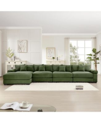 170" Oversized Cloud Modular L-Shape Sectional Couch, Soft Corduroy, Green