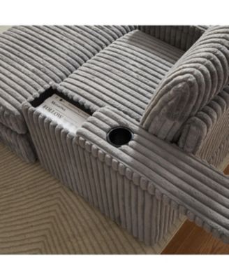 42.5" Corduroy Single Recliner with Pillow, Cup Holder, Storage Footrest