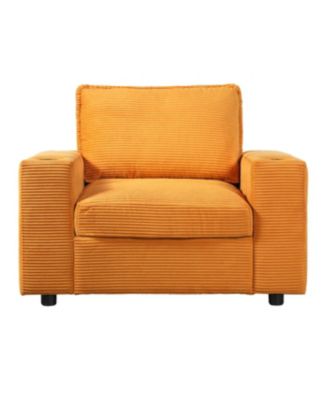 Oversized Corduroy Chaise Lounge with Storage Ottoman, Cup Holders & USB