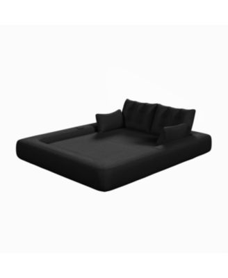 Streamdale Human Dog Bed, Lazy Sofa Couch, 78.7" Foldable Sofa Bed, 3-in-1 Teddy Fabric Foam Sleeper Sofa Bed, Black