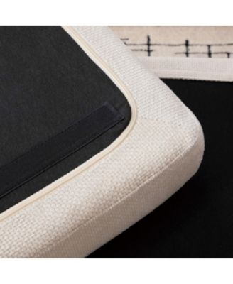 Streamdale Beige Chenille Ottoman with Black Metal Legs