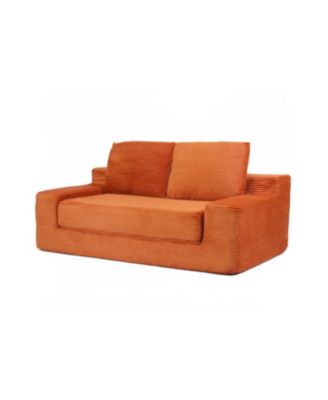 Streamdale Loveseat Sofa, Comfortable Deep Seat Sofa Bed, Modern Small Corduroy Couch, Orange