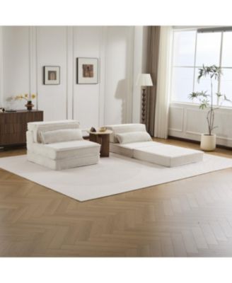 Streamdale Compression Sofa, Convertible Floor Sofa Bed, White