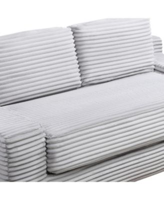 Corduroy Cloud Double Sofa, 2-in-1 Convertible Sofa Bed, Grey