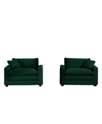 Streamdale Luxurious Green Corduroy Sofa Set with Two Chairs