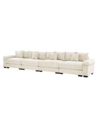 Streamdale Oversized Cloud Modular Sectional Couch, Premium Corduroy 3-Seater, 12 Pillows, Cream