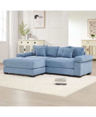 Streamdale Oversized Cloud Modular L-Shape Sectional Couch with Ottoman, Blue
