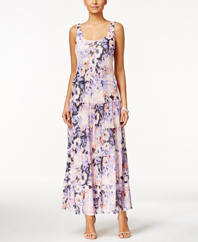 Nine West Tiered Floral-Print Maxi Dress - Dresses - Women - Macy's