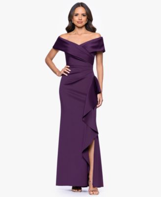 Petite Off-The-Shoulder Ruffle Detail Gown