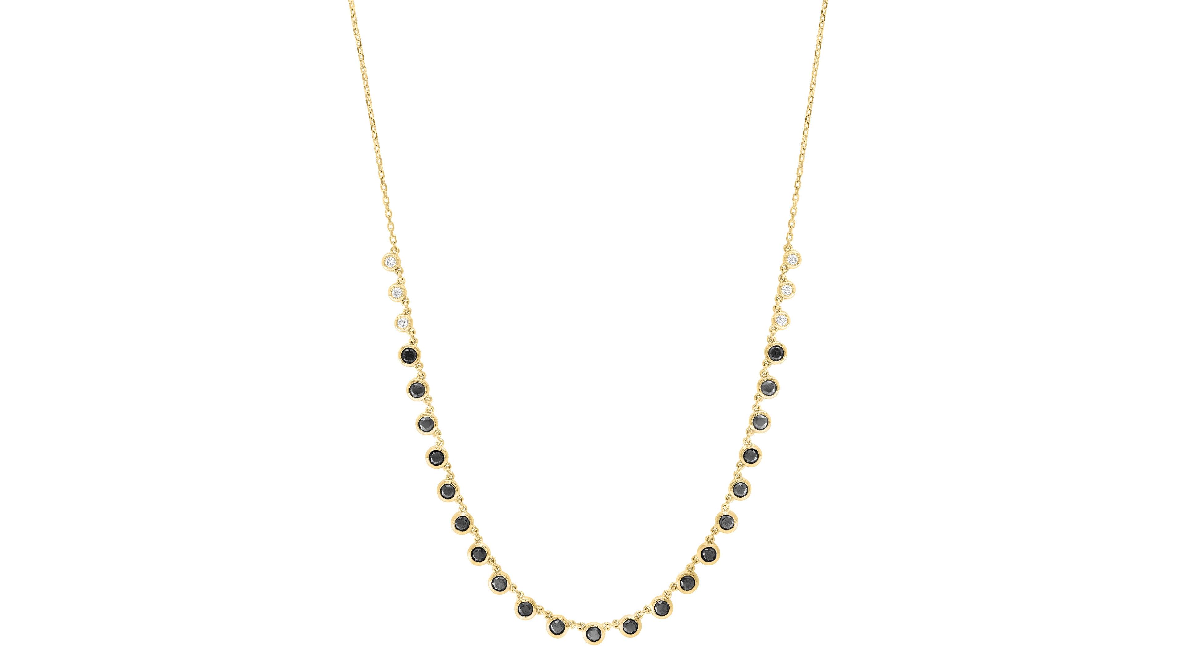 Effy Collection White (1/5 ct. t.w.) & Black (1-5/8 ct. t.w.) Diamond Necklace in 14k Yellow Gold