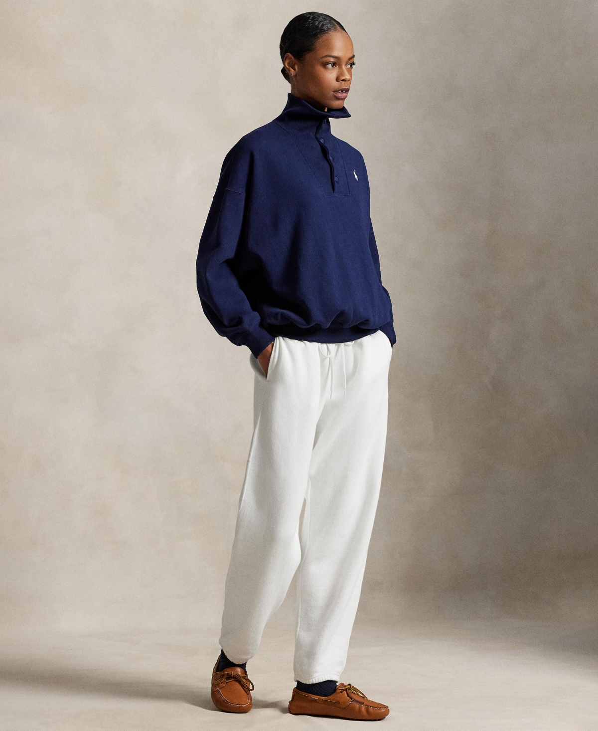 Polo Ralph Lauren Women's Buttoned Mock Neck Sweatshirt