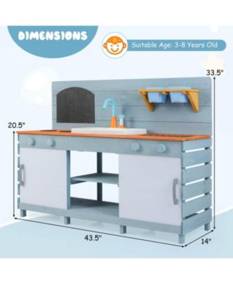 Play Kitchen for Kids Wooden Toy Kitchen Playset with Chalkboard Grill Rack