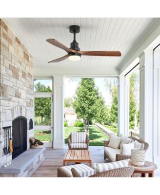 52-Inch Modern Black 3-Blade Ceiling Fan with Light, Remote Control & Mobile Device Connectivity