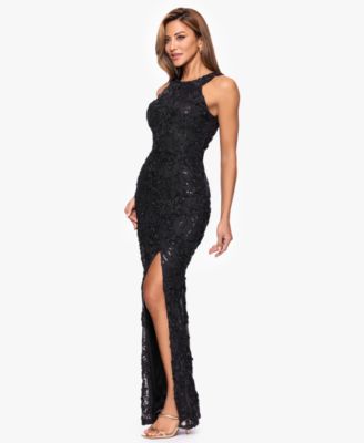 Petite Sequin Detail Halter Neck Long Dress