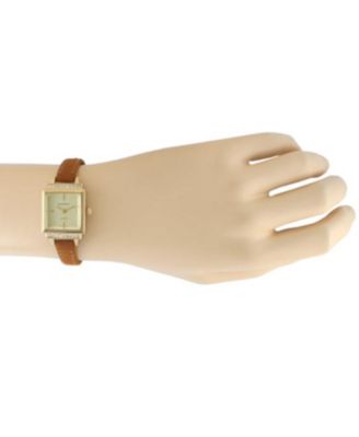 Women's 22mm Crystal Watch Gold Dial & Tan Strap