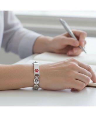 Set of 2 Medical ID Tag Bracelet Mariner Chain Stainless Steel 7 Inch