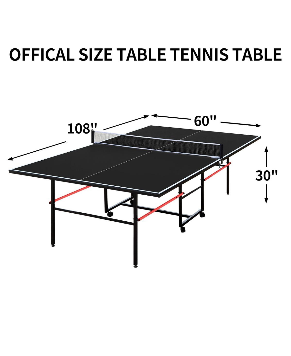 Rbied Foldable 9ft Mdf Indoor Table Tennis Set with Net, Paddles and Balls, Portable Ping Pong for Home or Office Games