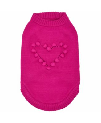 Pom-Pom Heart Dog Sweater