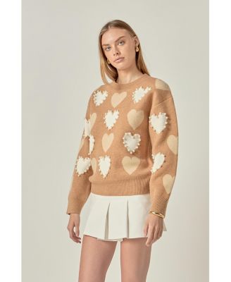 Women's Pearl with Heart Pattern Sweater