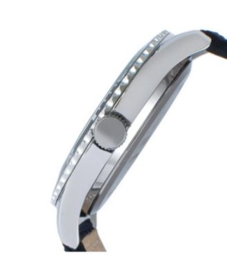 Men's 42mm Sport Bezel Watch with Blue Dial and Canvas Strap