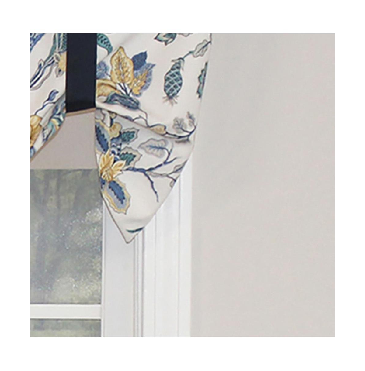 Rlf Home Gianna Suspender Valance White. 3" Rod Pocket, contrast ribbon Tie. 50"W x 17"L