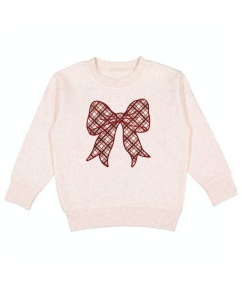 Толстовка Sweet Wink Christmas Plaid Bow Patch для девочек-малышей, цвет: Натуральный