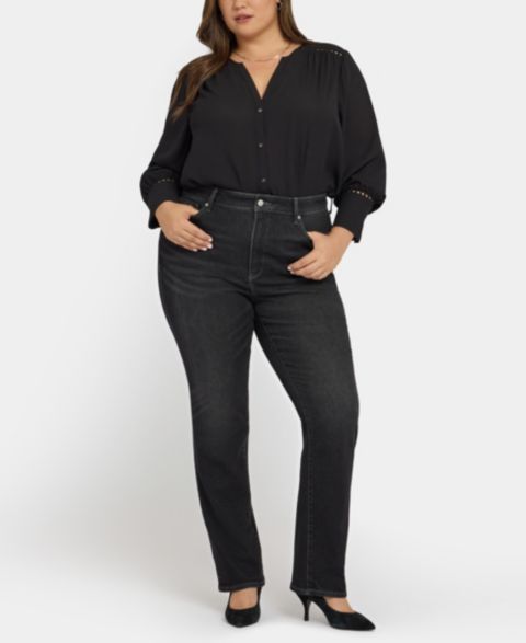Женские джинсы NYDJ Plus Size High Rise Marilyn Straight, цвет: Paris Lights