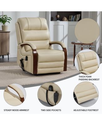 Power Lift Recliner Chair Dual Motor Infinite Position Up to 350 LBS with Solid Wood Armrests, Heat Massage and Heavy Duty Motion Mechanism