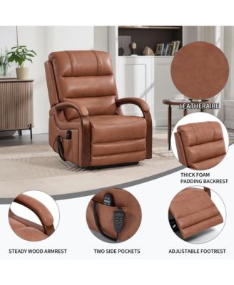 Power Lift Recliner Chair Dual Motor Infinite Position Up to 350 LBS with Solid Wood Armrests, Heat Massage and Heavy Duty Motion Mechanism