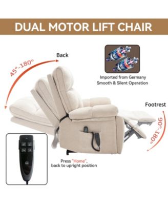 Heat Massage Dual Motor Infinite Position Up to 350 LBS Large Electric Power Lift Recliners with Hidden Cup Holders, Power-Remote
