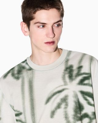 Men's Short Sleeve Palm Tree Print Crewneck T-Shirt