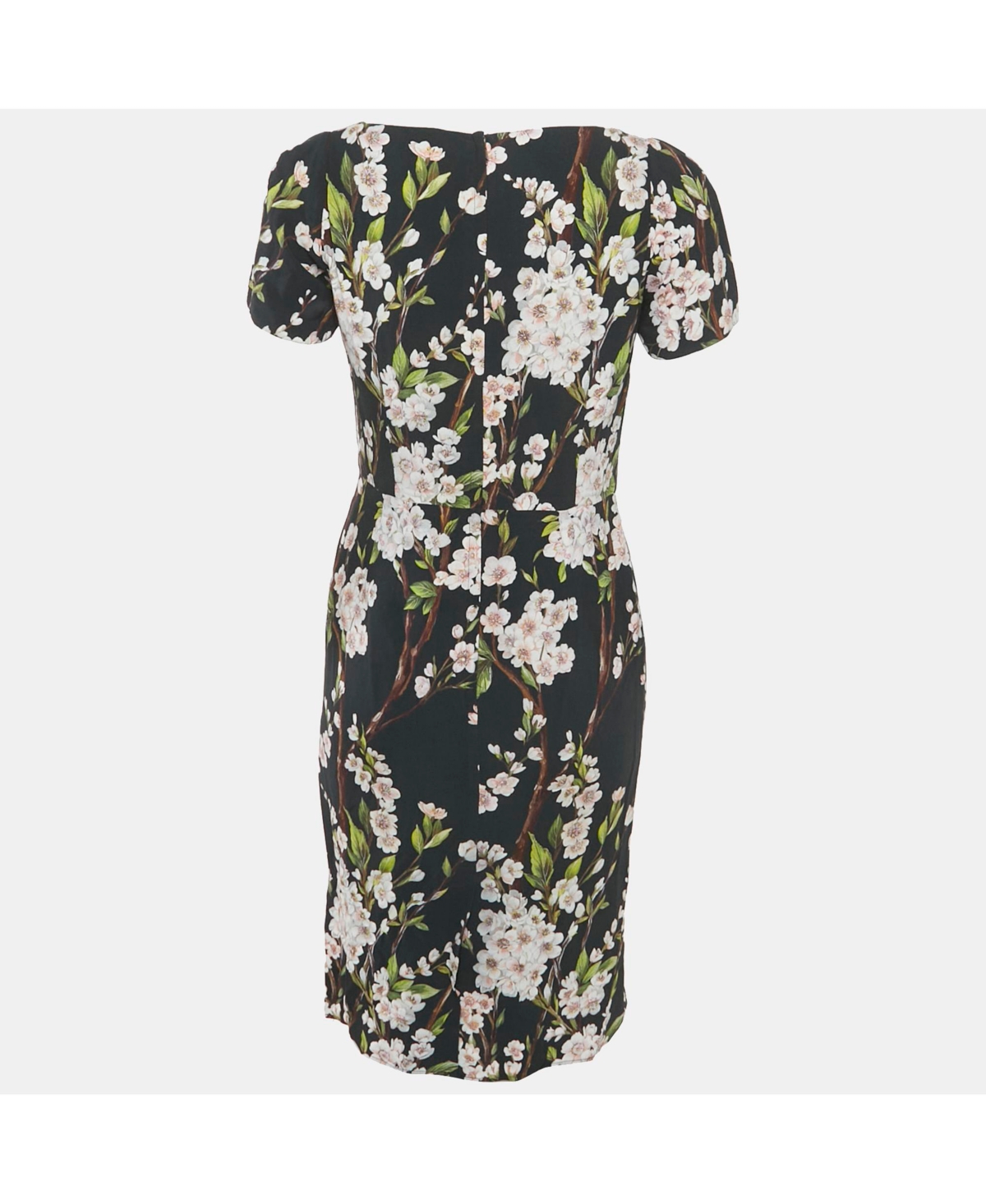 Pre-Owned Dolce & Gabbana Women's Black Floral Print Crepe Knee-Length Dress