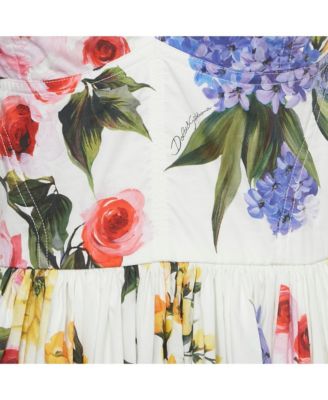 Women's White Floral Print Cotton Blend Mini Dress