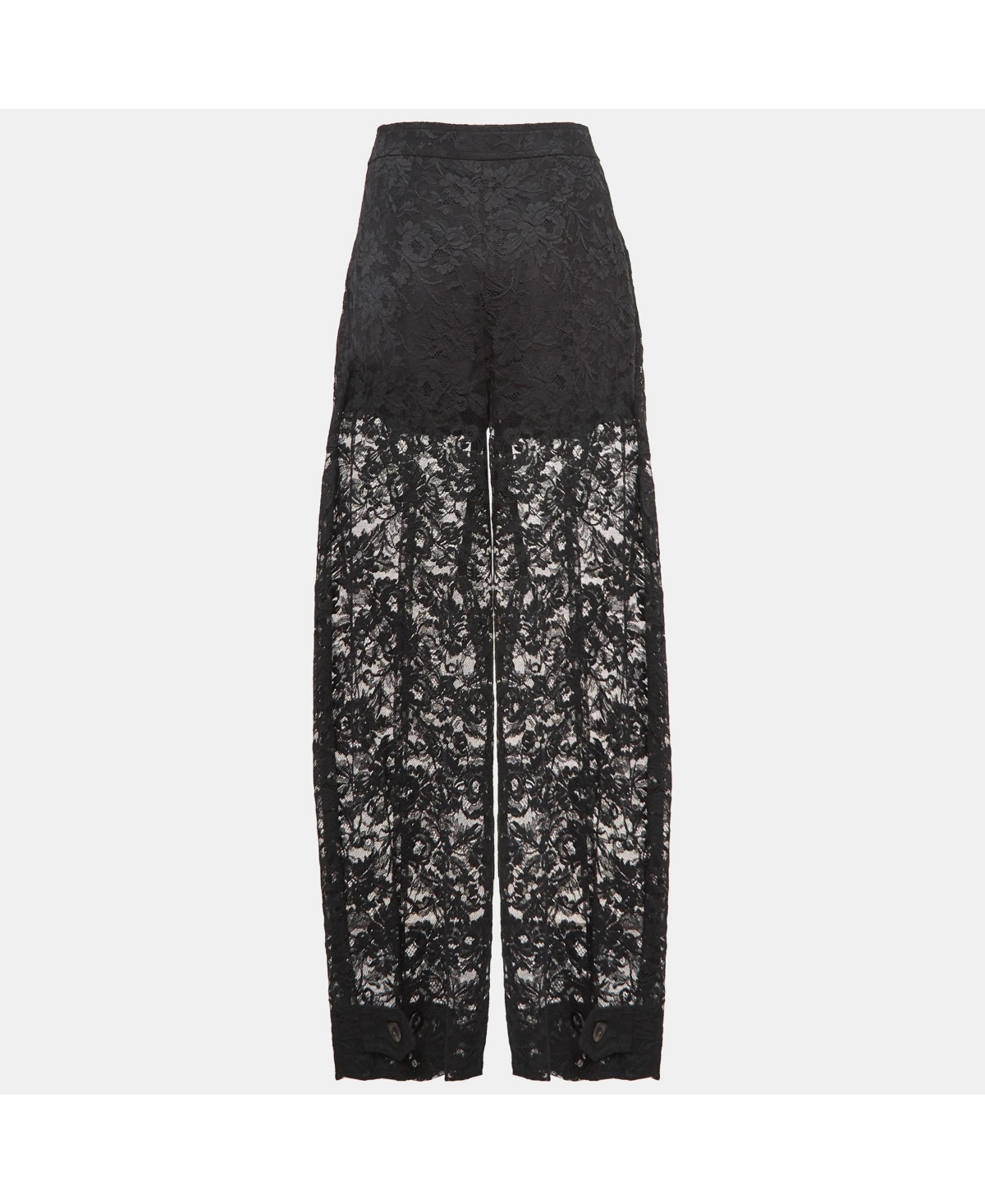 Pre-Owned Chloe Women's Black Floral Pattern Lace Sheer Trousers