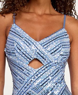 Women's All-Over Sequin Cut Out Long Gown