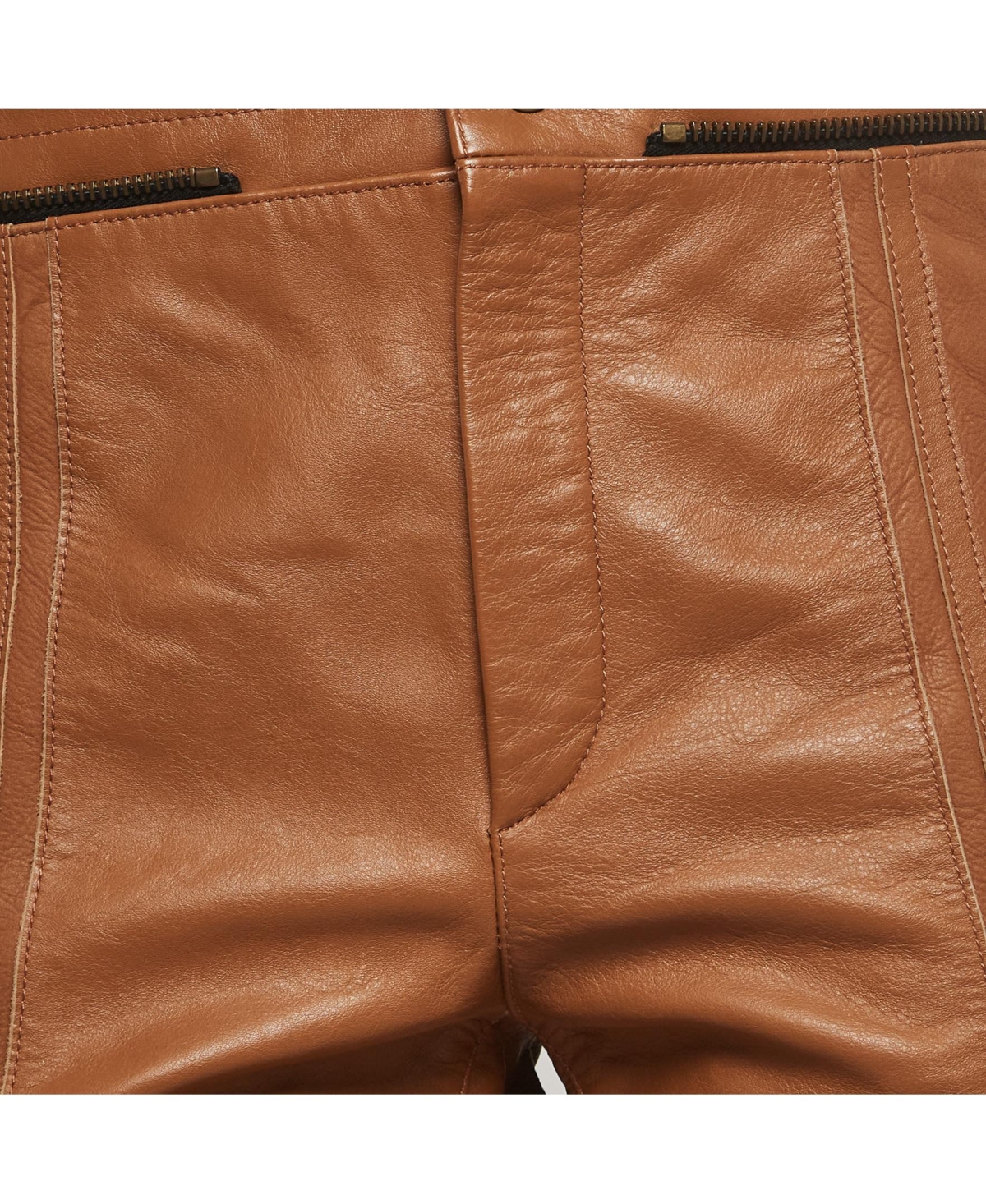 Pre-Owned Chloe Women's Havana Brown Leather Straight Leg Trousers