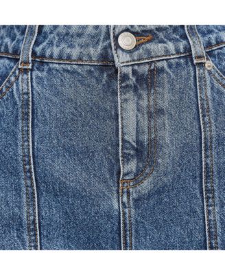 Women's Blue Embroidered Denim Mini Skirt