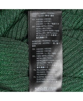 Women's Green Metallic Rib Knit Turtle Neck Maxi Dress