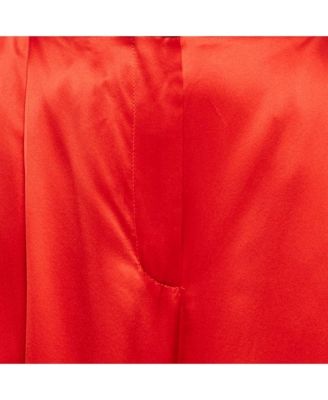 Women's Red Satin Silk Wide-Leg Pants