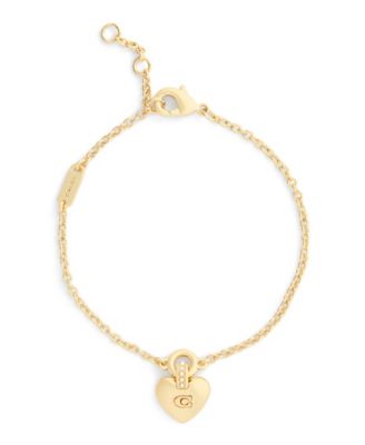 Faux Cultivated Pearl Signature Puffy Heart Charm Bracelet