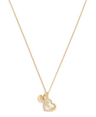 Faux Stone Charming Charms Signature Heart Pendant Necklace