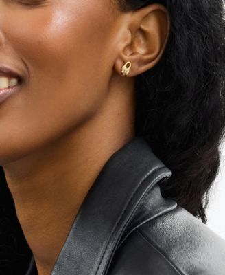 Faux Stone Charming Charms Signature Heart Padlock Stud Earrings