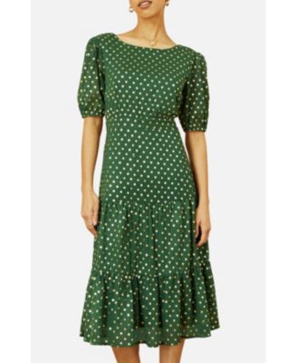 Women's Foil Spot Midi Dress With Scoop Back