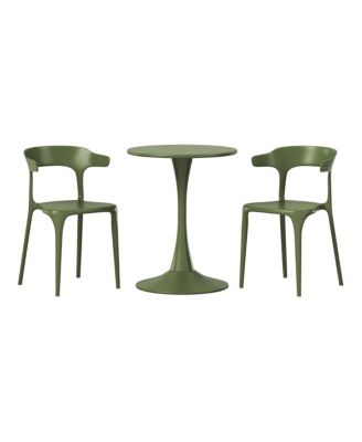 3-Piece Outdoor Metal Patio Dining Table Set With Stackable Modern Patio Side Chairs